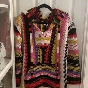 NWT CHLOÉ Striped cashmere and wool blend macramé hoodie size Small